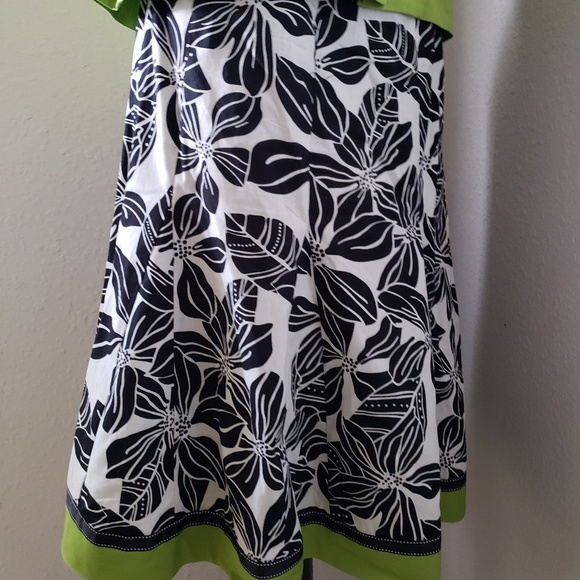 Womens Lime Green/Black n White Leaves Skirt Set - Picture 7 of 8